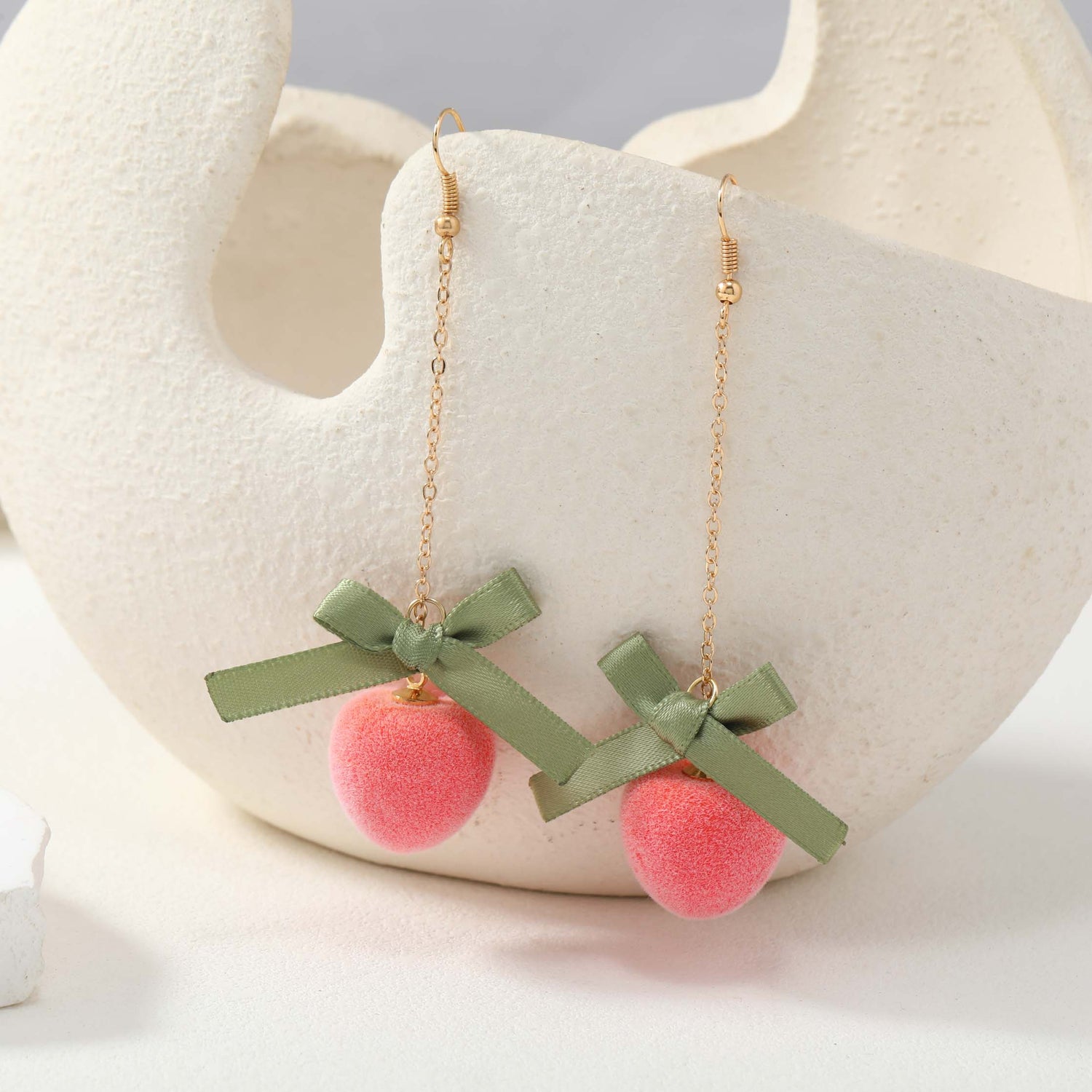 Long Dangling Peach Earrings