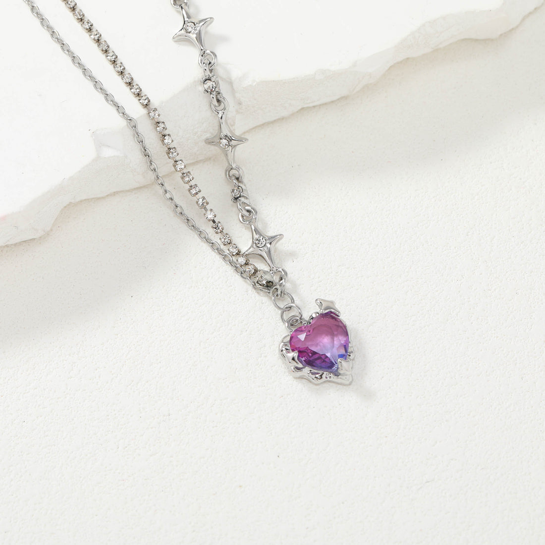 Purple Heart Stars Necklace