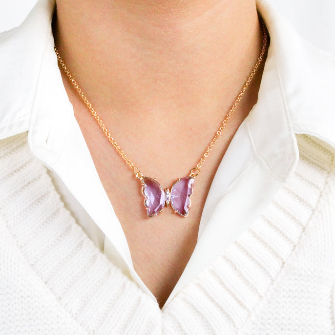 Light Purple Butterfly Necklace/Ring