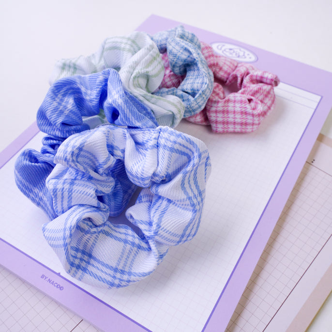 Cute and Comfy Assorted Colors Plaid Scrunchie Set