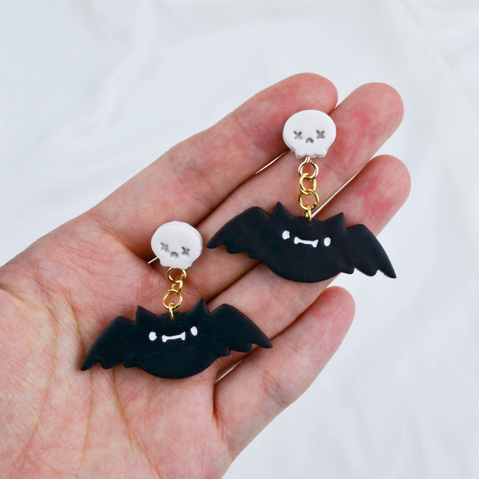 Skull and Bat Earrings