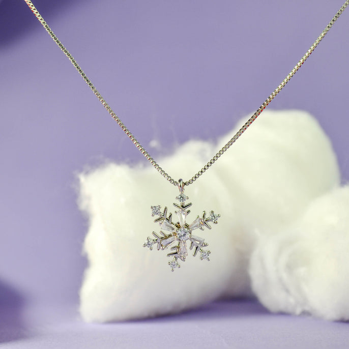 Crystal Spinning Snowflake Necklace