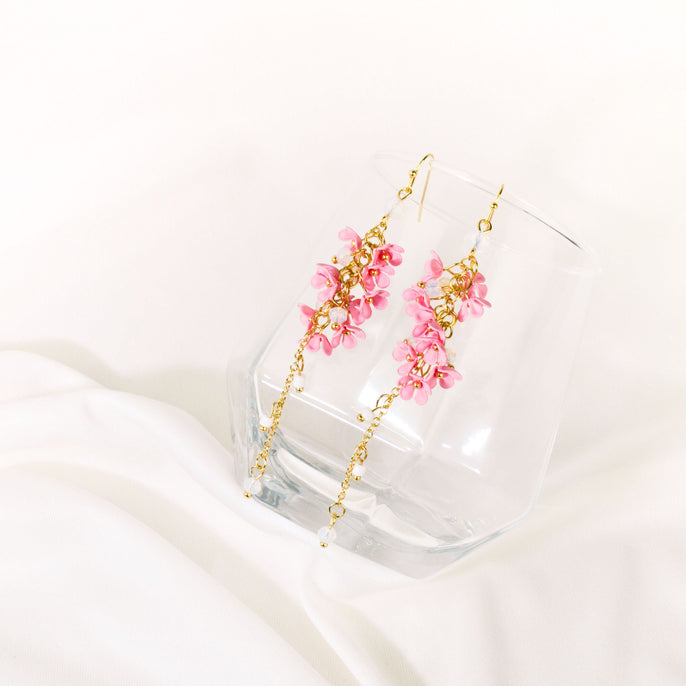 Dangling String Flower Earrings