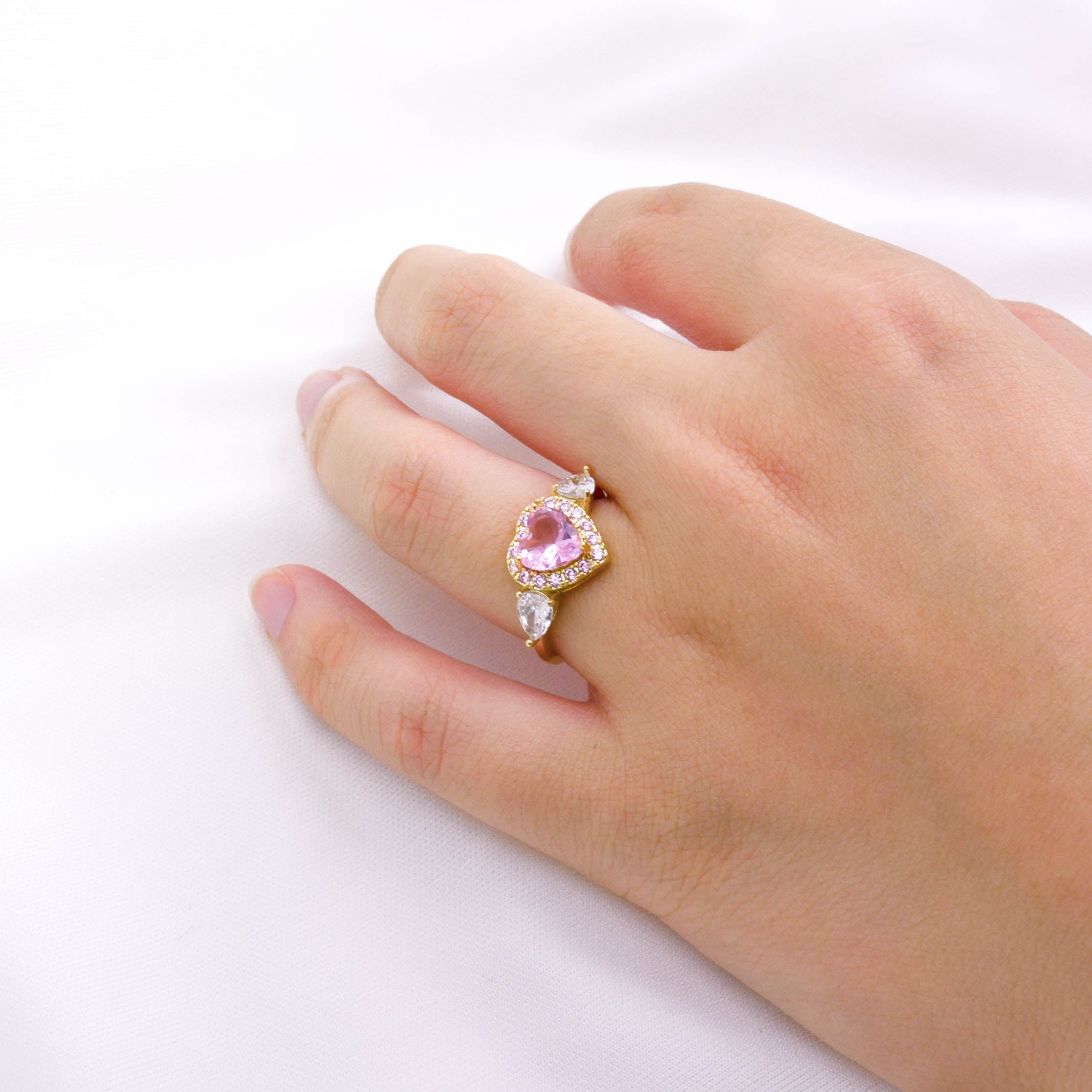 Pink Crystal Heart Ring