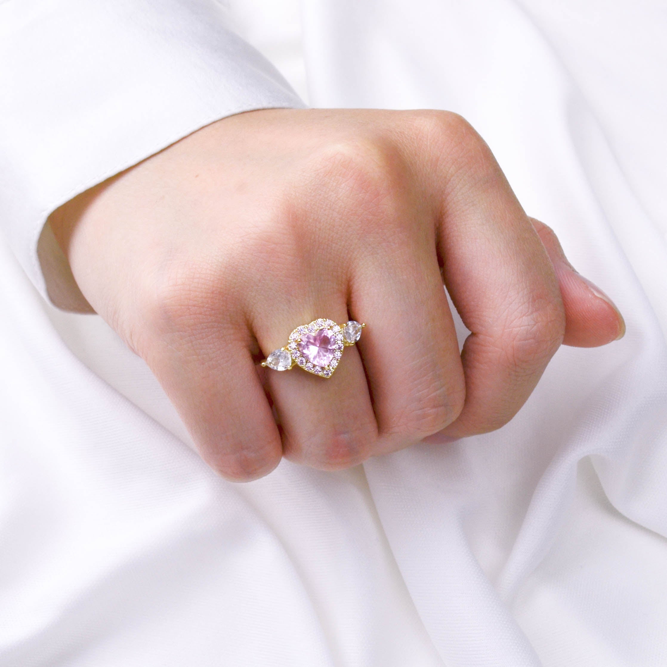 Pink Crystal Heart Ring