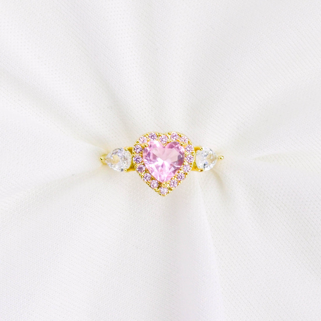 Pink Crystal Heart Ring