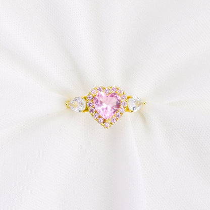 Pink Crystal Heart Ring