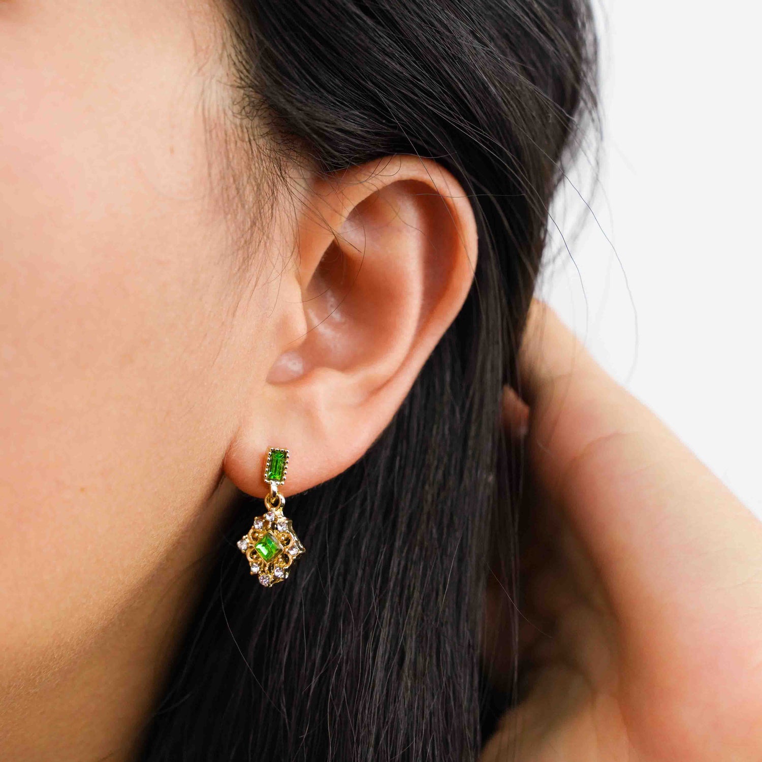 Vintage Green Crystal Earrings